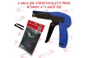 Fasten Auto Tensioning Tie & Cut off Gun for Nylon Cable Tension W/200pc Zip Tie