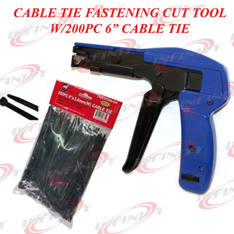 Cable Zip Gun Installation Nylon Fastener Tie Cutting Tensioning Fasten Tool 