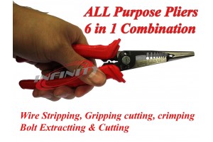 All Purpose Electrician Plier 6 in 1 Wire Gripping Strip Cut Crimp Bolt Extract