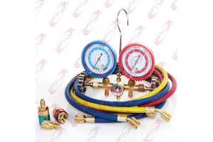 R134a R12 R22 AC A/C Manifold Gauge Set 5FT Colored Hose Air Conditioner Freon