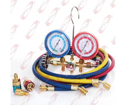 R134a R12 R22 AC A/C Manifold Gauge Set 5FT Colored Hose Air Conditioner Freon