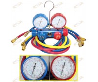 4 Valve R134A R22 R12 R502 A/C Diagnostic Service Manifold Gauges Set W/ 4 Hoses