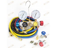 4 Way A/C Manifold Gauge Set R410a R22 R134a w/Hoses+ Coupler Adapters +1/2" ACME