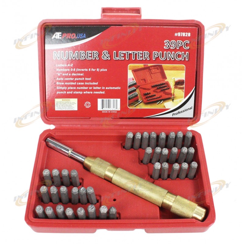 NEW 39 Pc Steel 1/8" Number Letter Hand Stamp Set Kit Metal Punch with Case