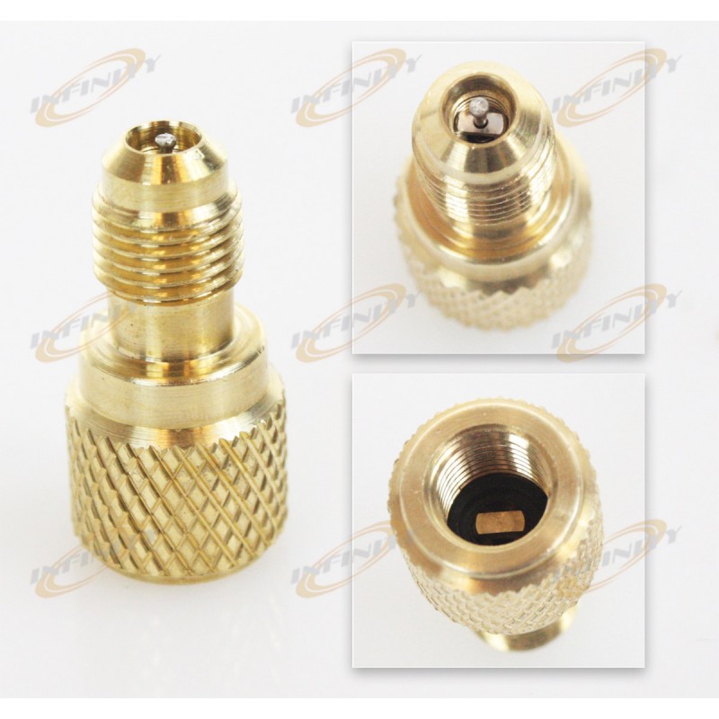 R134A Brass Adapter 1/4" Male to 1/2" Female ACME Charging Hose to Vacuum Pump