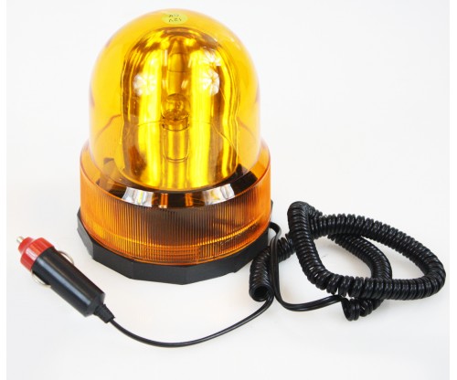 Revolving Amber Caution Yellow Light for Vehicles - 'No-Drill' Magnetic Base