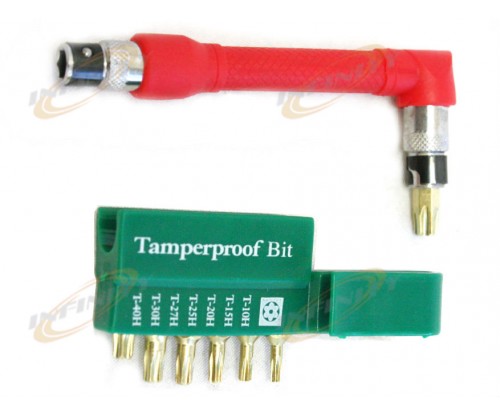 9 Pc Off Set Tamper Proof Star Bit Set W/ Belt Clip T10 to T40 W/ SCREW WRENCH