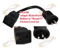 BAASR 9-1/2" Adapter Cord Plug - Hydrofarm Ballast to Sunlight Hood Fixture