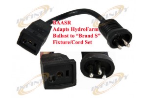 BAASR 9-1/2" Adapter Cord Plug - Hydrofarm Ballast to Sunlight Hood Fixture