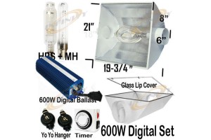 600W Digital Ballast + Metal Air Cool Reflector + MH HPS Grow Light System