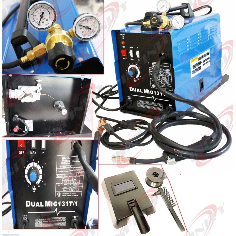 ELECTRIC FLUX WIRE WELDER DUAL MIG 131 T1  GAS AND NO GAS WELDING KIT 