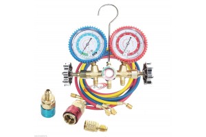 R134a R12 R22 AC A/C Manifold Gauge Kit w/ 5FT Colored Hose Air Conditioner Freon