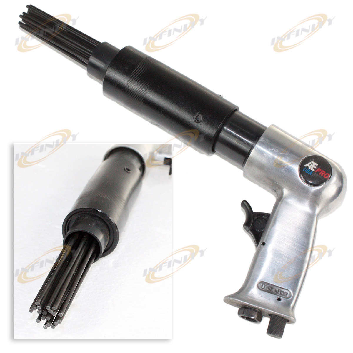 Air Needle Scaler Pistol Grip Remove Slag Rust Deburring 19 Needles