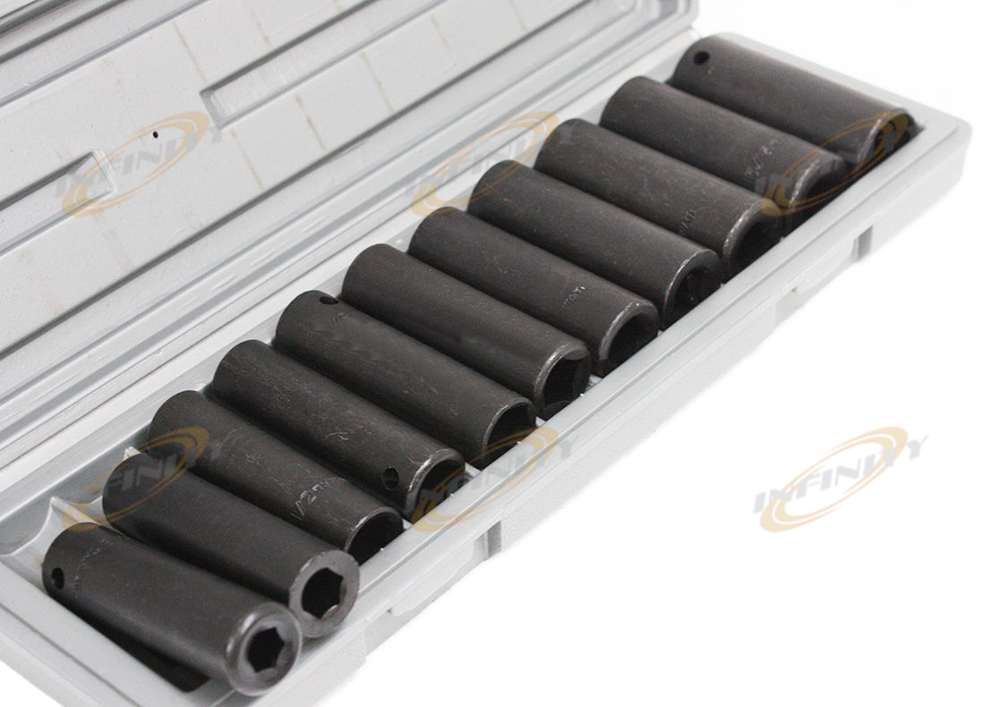 New 12pc 1/2" Dr Drive Deep Air Impact Socket Sockets Set Metric w/CASE 