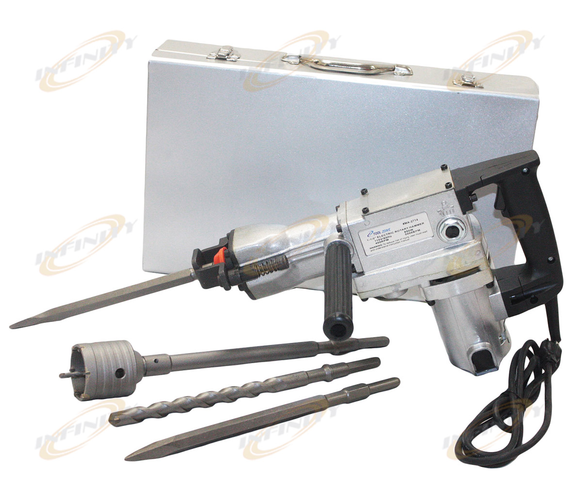 1800W Electric Rotary Hammer Drill & Demolition Mode 500BMP w/ Core Bit Hole Saw 